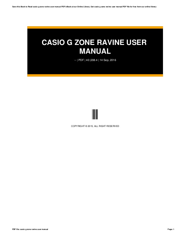 Casio G Zone Ravine User Manual